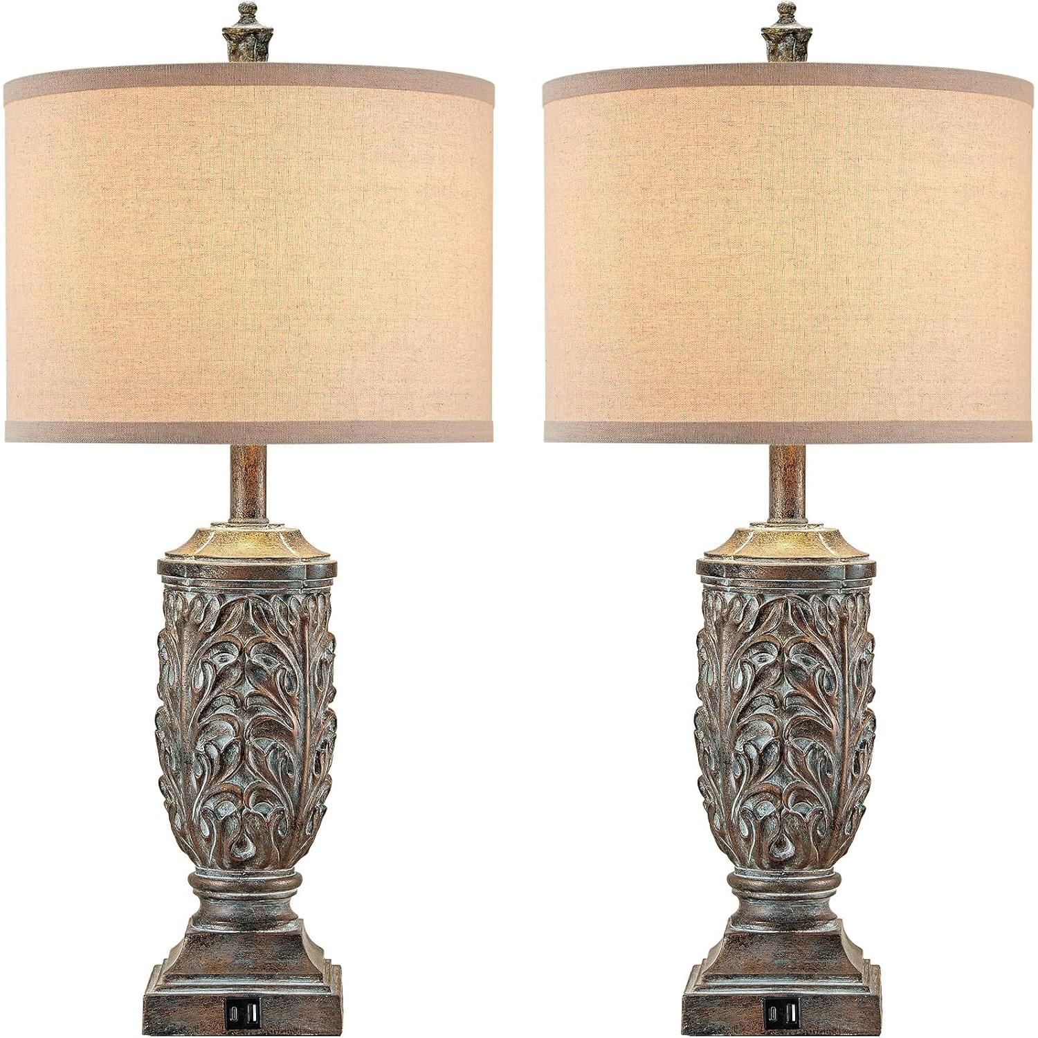 Juego de 2 Lámparas de Mesa Vintage Fullarge 72.4 cm Bronce