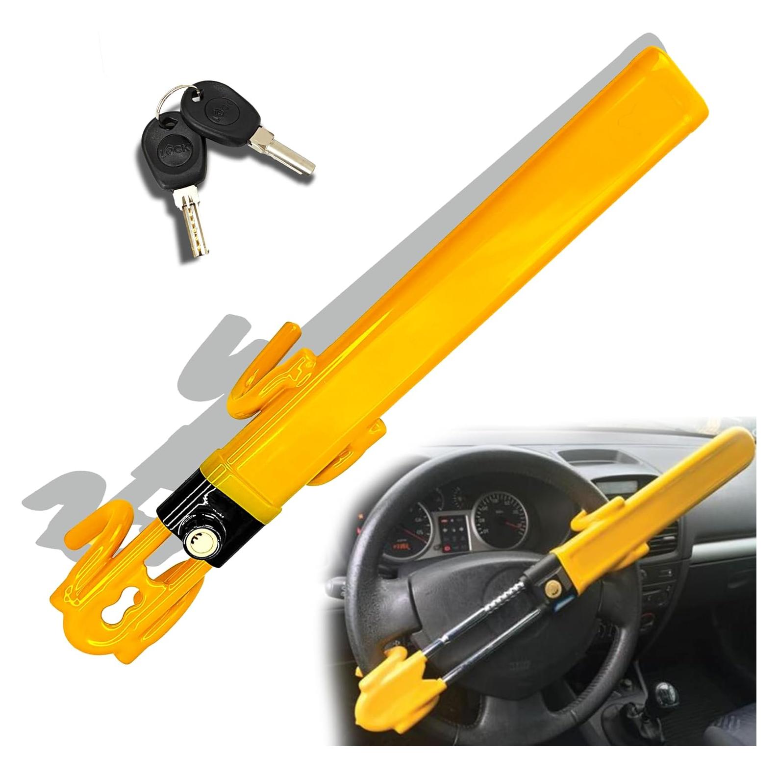 Bloqueo de Volante KNFRXO Ajustable Antirrobo Universal Amarillo