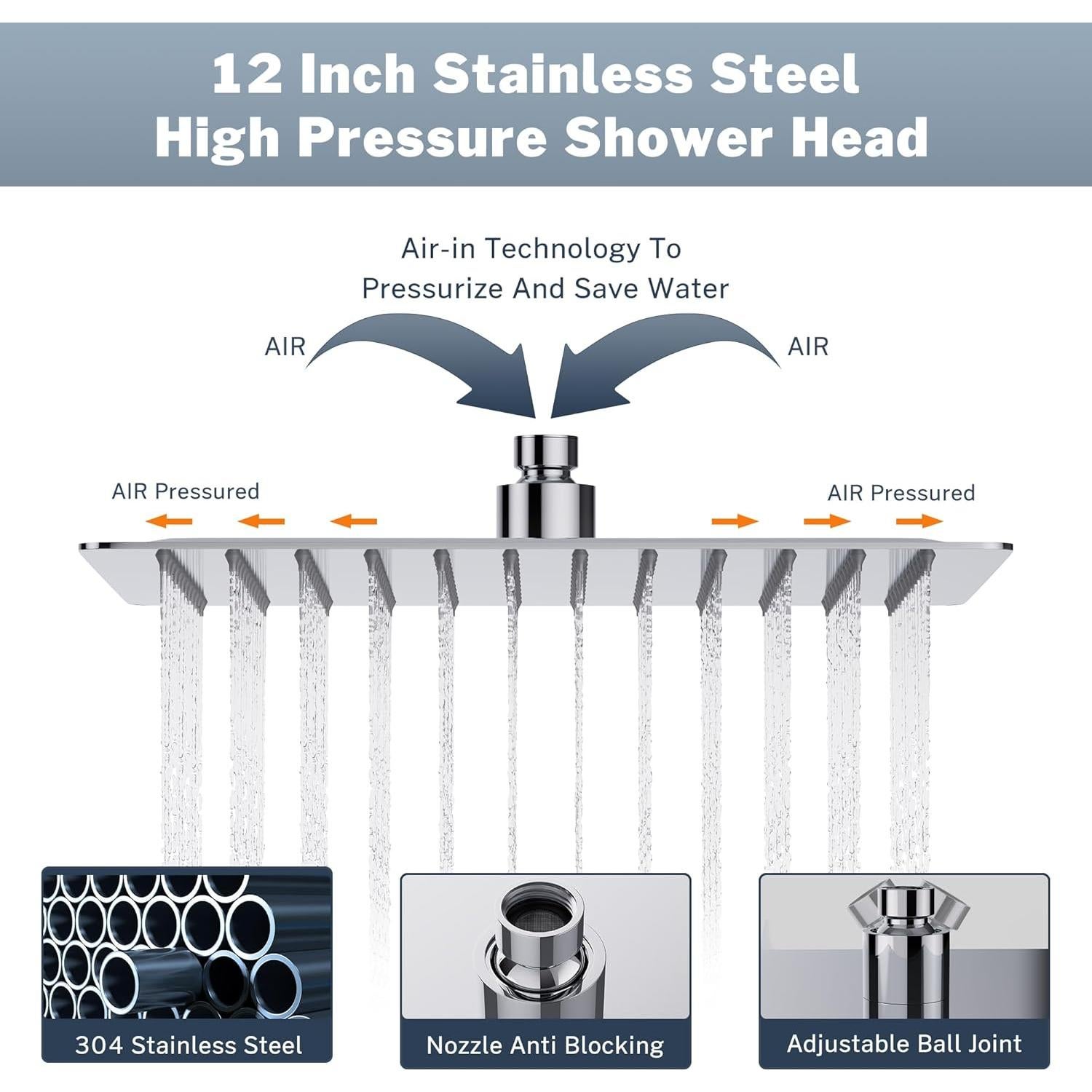 Cabezal de Ducha de Lluvia 30.48 cm Cenosa con Ducha de Mano