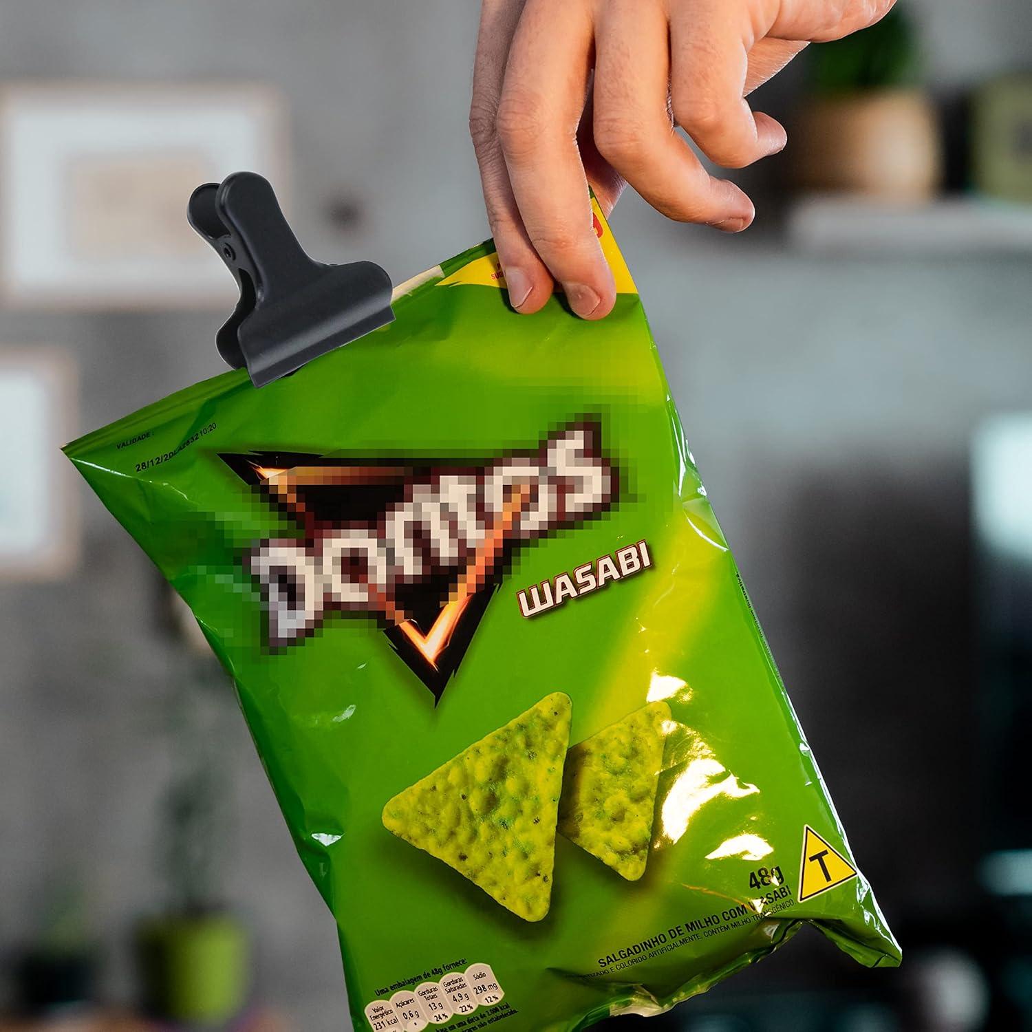 10 Clips de Metal Tighall para Bolsas de Comida - Negro