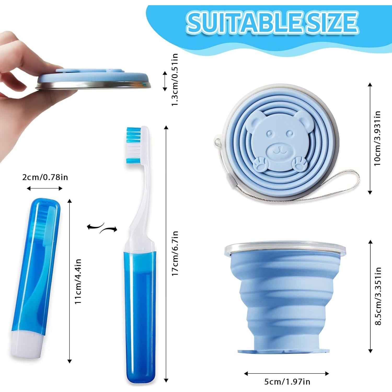 Estuche de Cepillo de Dientes de Viaje Vporui Azul Plegable