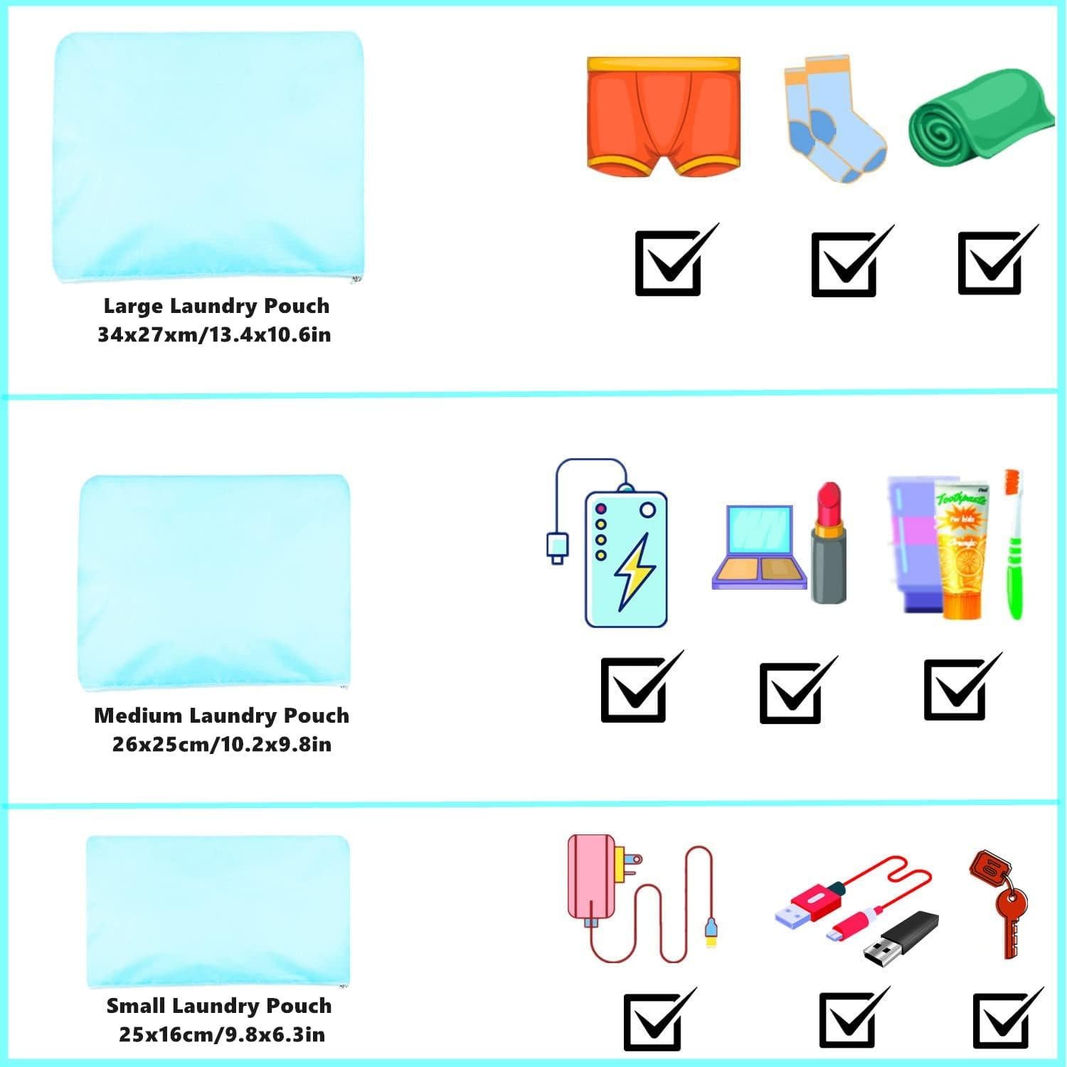 Set de 6 Cubos de Empaque Organizador GUIFIER - Flamenco Azul