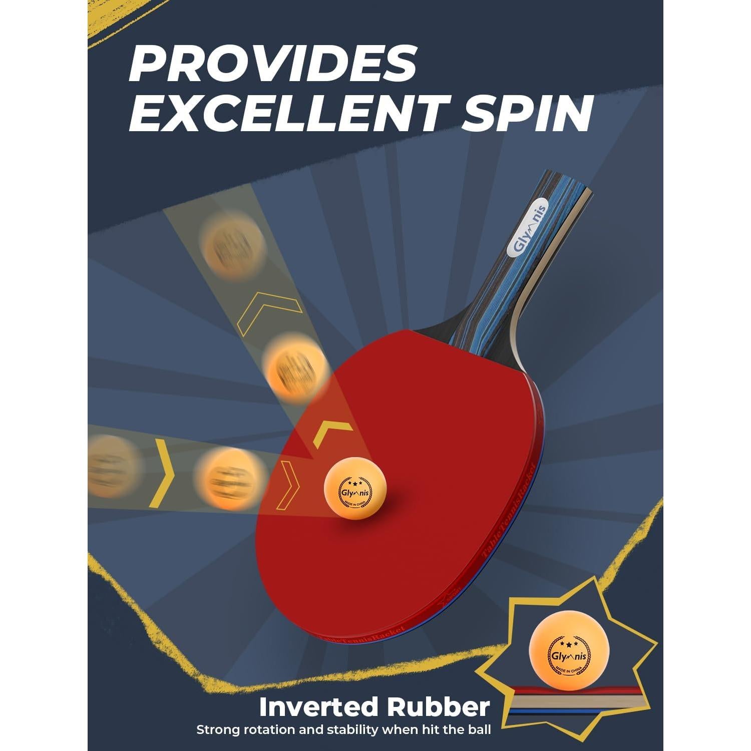 Juego de Palas de Ping Pong Glymnis 4 Raquetas y 8 Pelotas