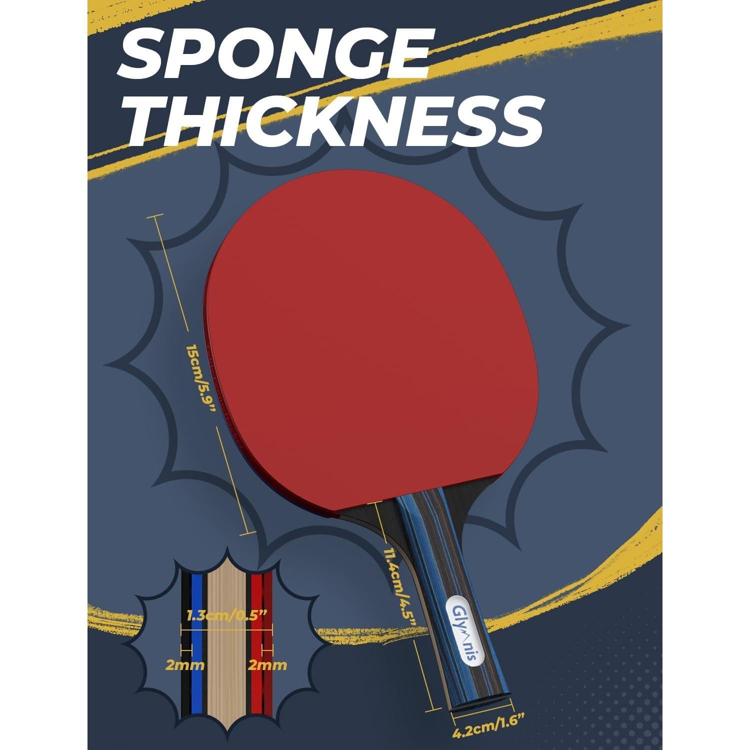 Juego de Palas de Ping Pong Glymnis 4 Raquetas y 8 Pelotas