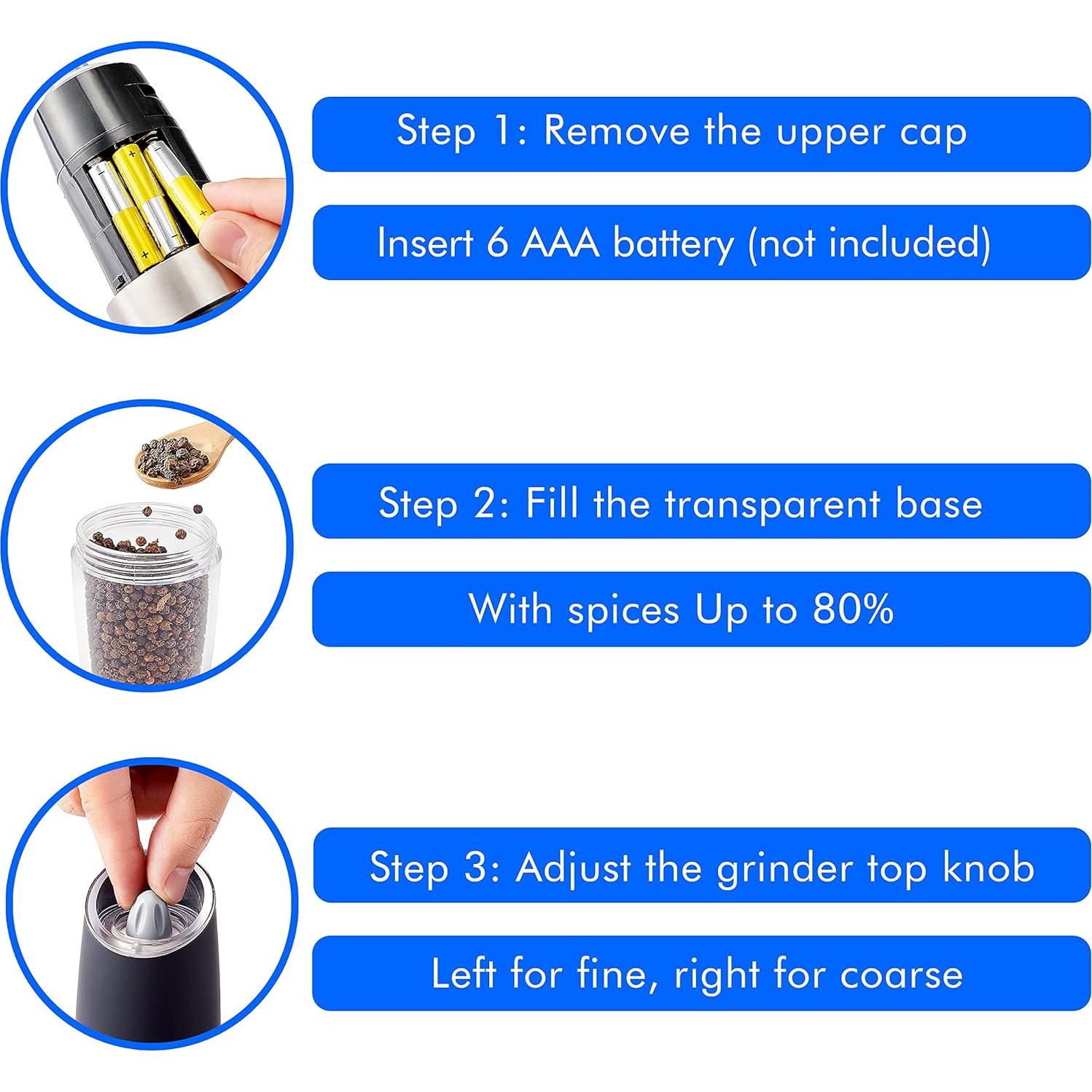 Molino Eléctrico de Sal y Pimienta New England Stories Negro