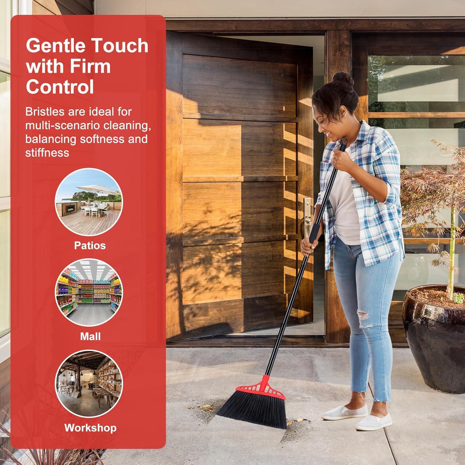 Escoba de Uso Pesado Tiumso 140 cm Negra y Roja para Exteriores