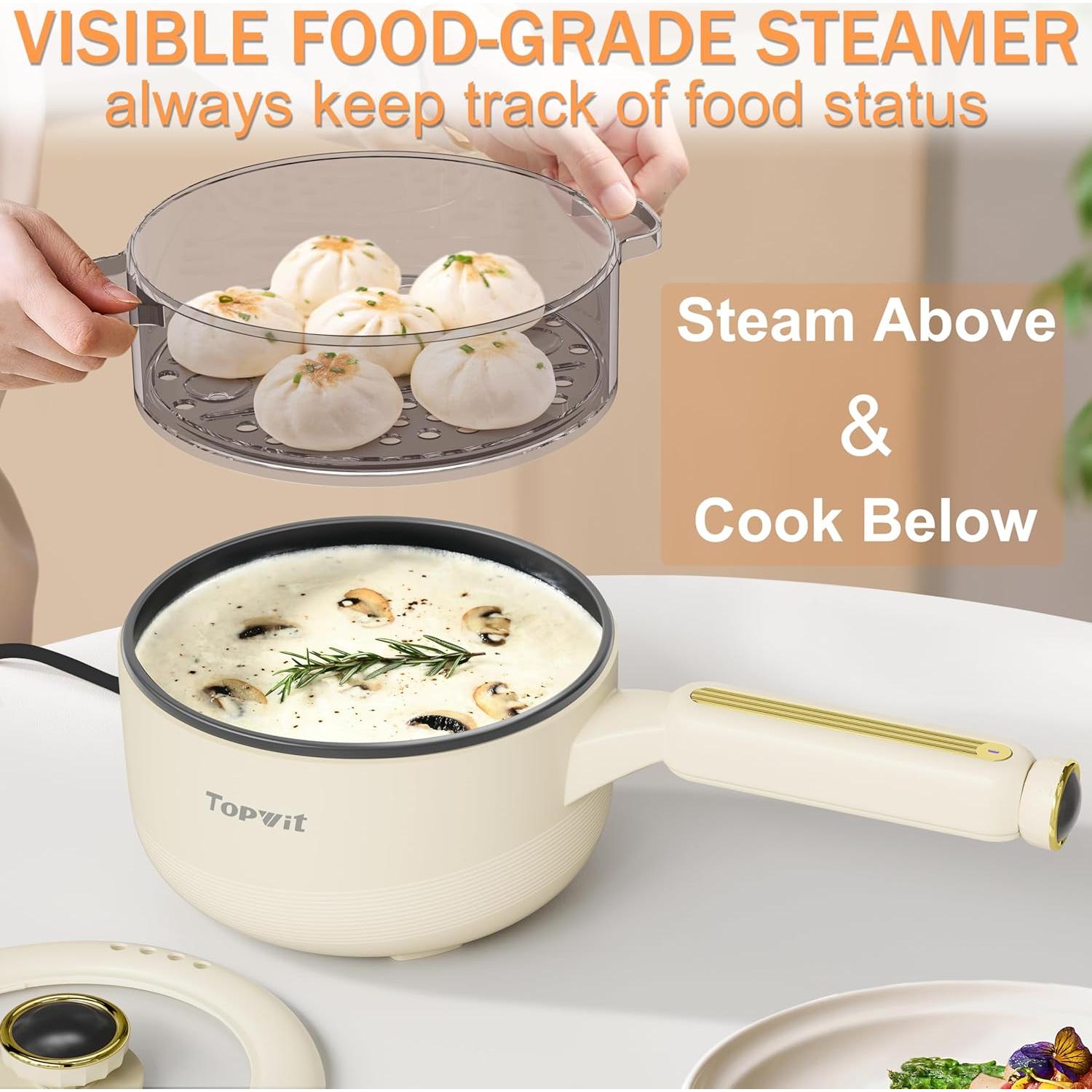 Olla Eléctrica TOPWIT 2L con Vaporera Beige Multifuncional