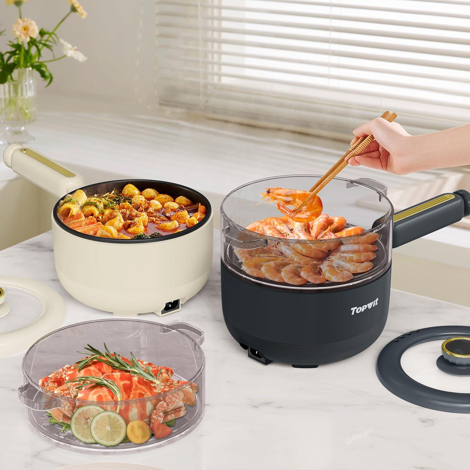 Olla Eléctrica TOPWIT 2L con Vaporera Beige Multifuncional