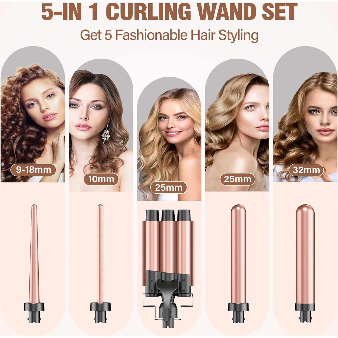 Plancha de Rizar 5 en 1 BESTOPE PRO 3 Barriles 21.6 cm