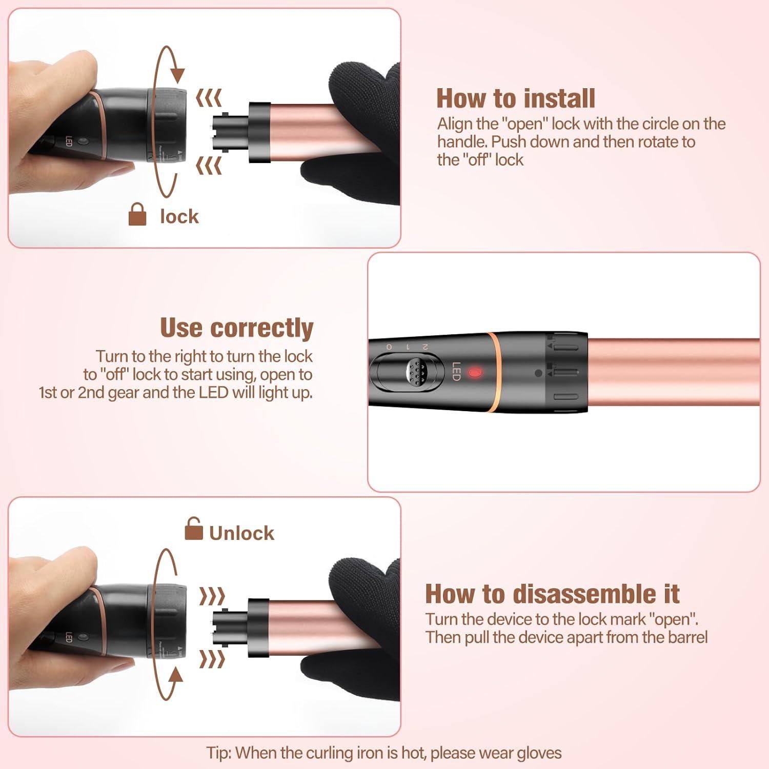 Plancha de Rizar 5 en 1 BESTOPE PRO 3 Barriles 21.6 cm