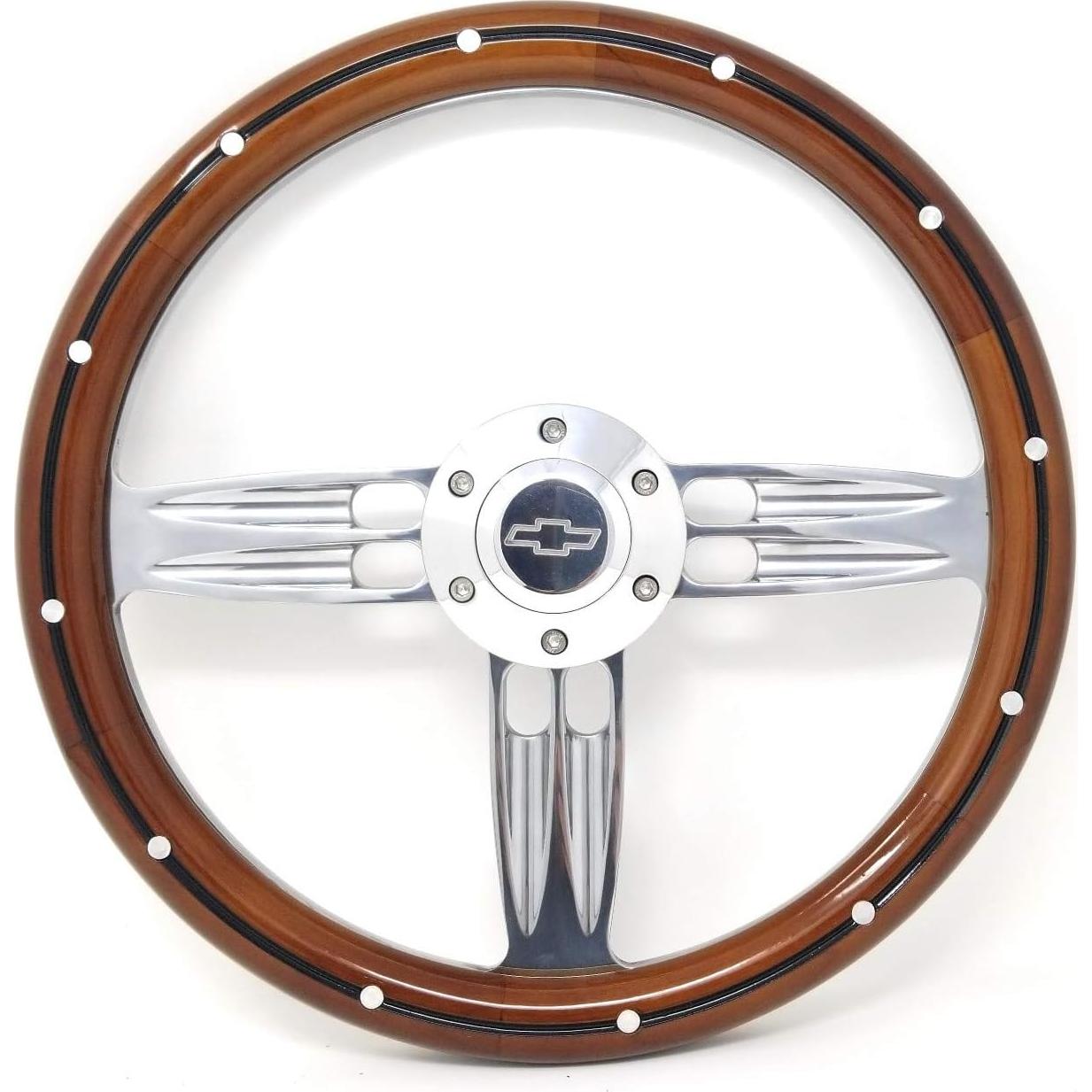 Volante de Dirección Newworldmotoring 14" Madera y Aluminio