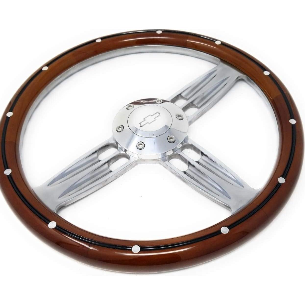 Volante de Dirección Newworldmotoring 14" Madera y Aluminio