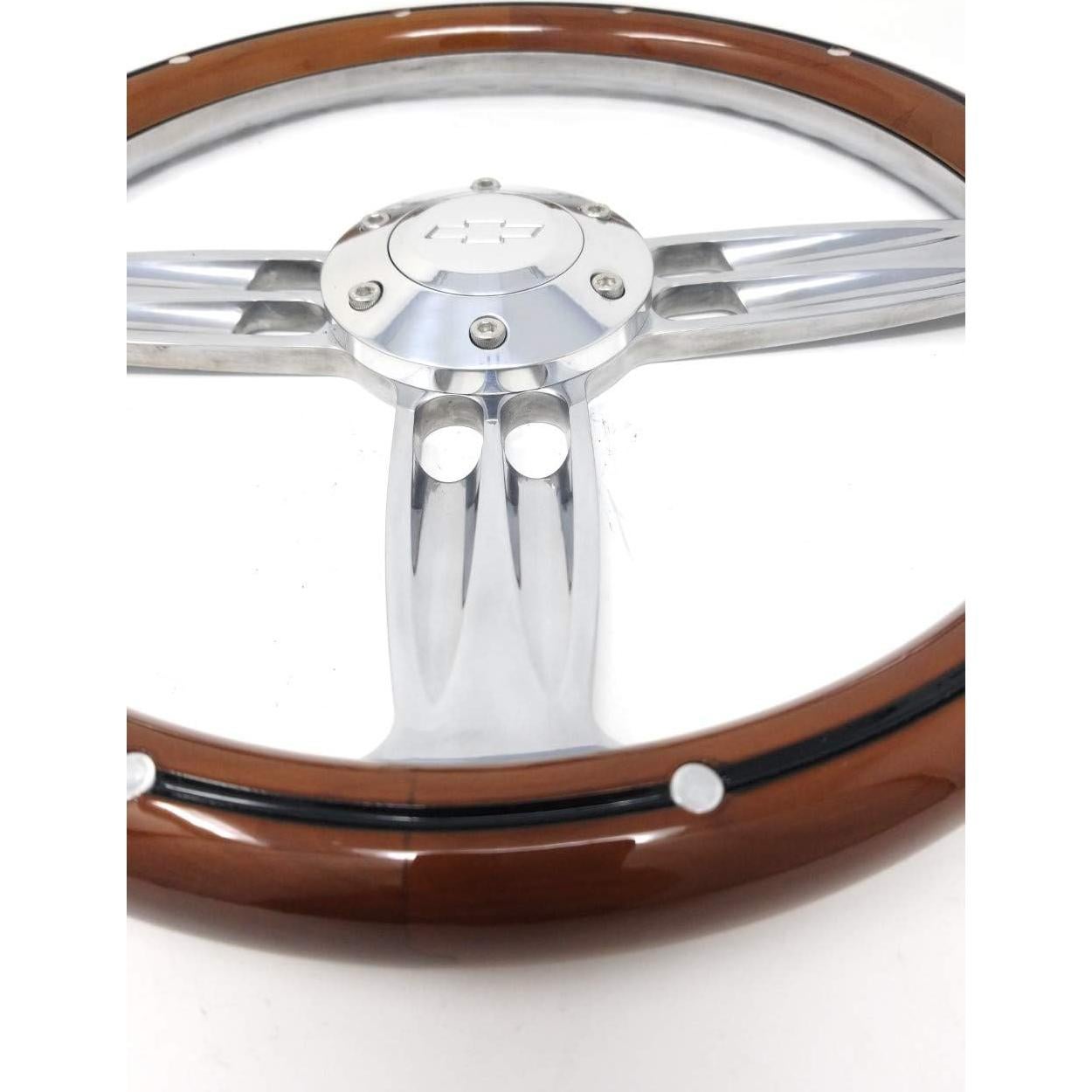 Volante de Dirección Newworldmotoring 14" Madera y Aluminio