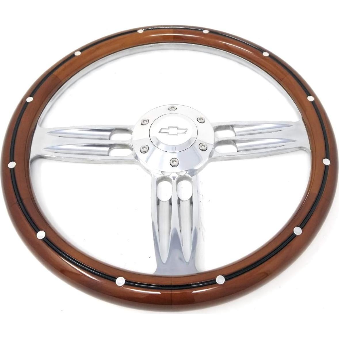 Volante de Dirección Newworldmotoring 14" Madera y Aluminio