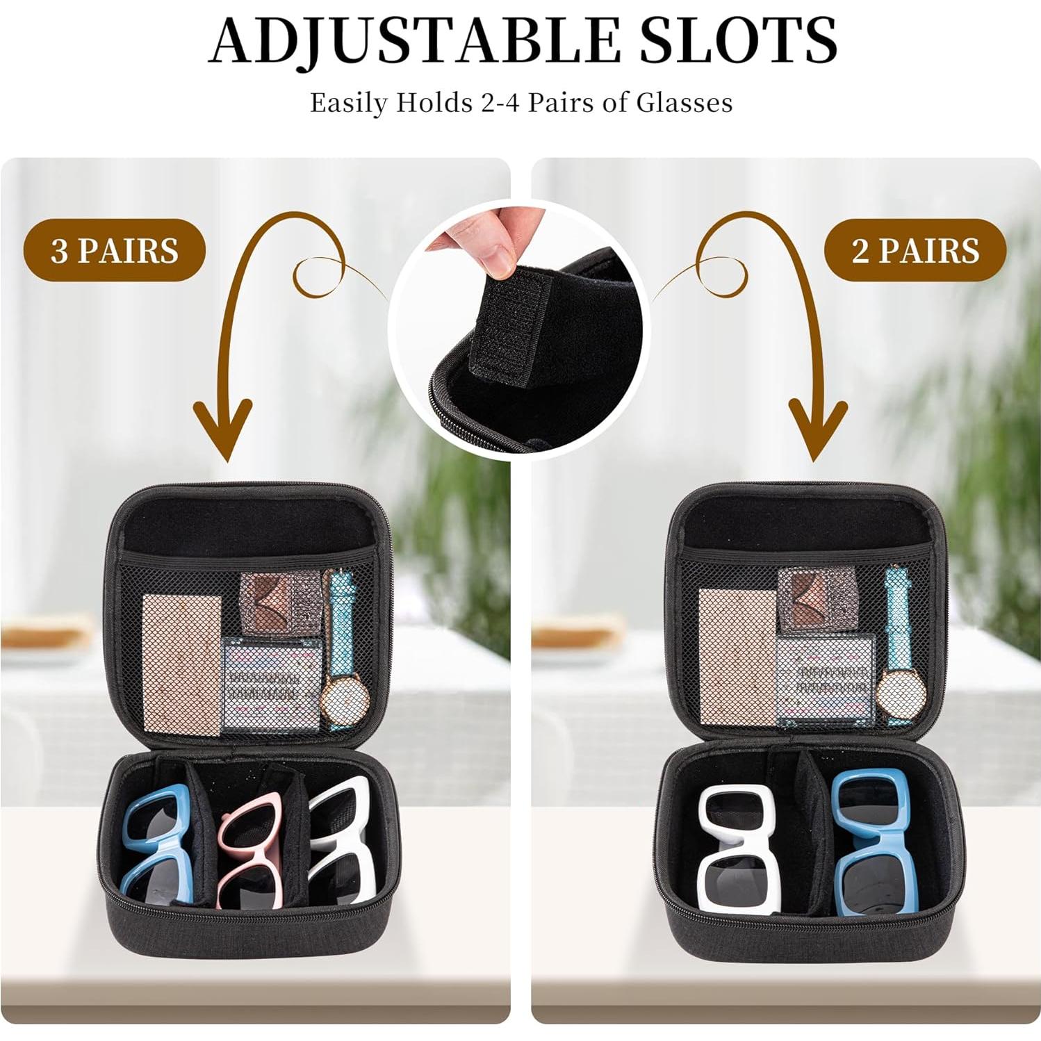 Estuche Organizador de Gafas de Sol Negro 4 Compartimentos