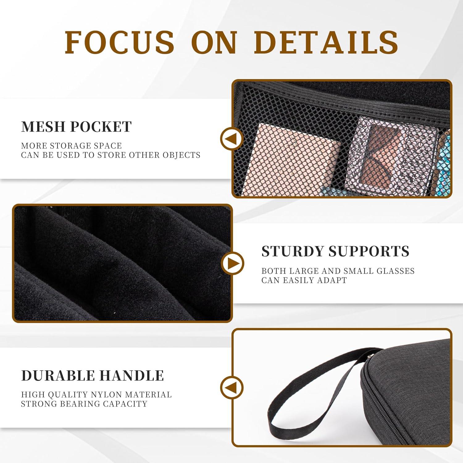 Estuche Organizador de Gafas de Sol Negro 4 Compartimentos