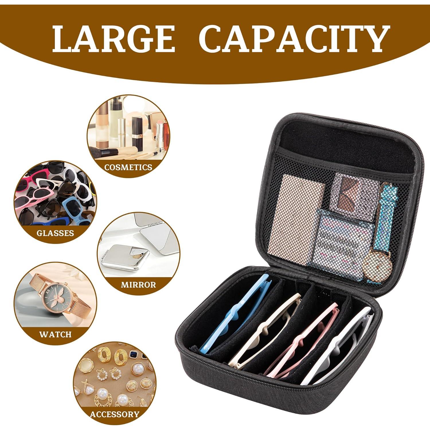 Estuche Organizador de Gafas de Sol Negro 4 Compartimentos