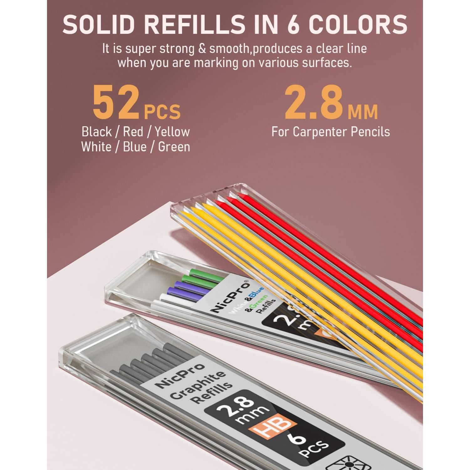 Lápiz de Carpintero Nicpro 4 Piezas con Sacapuntas