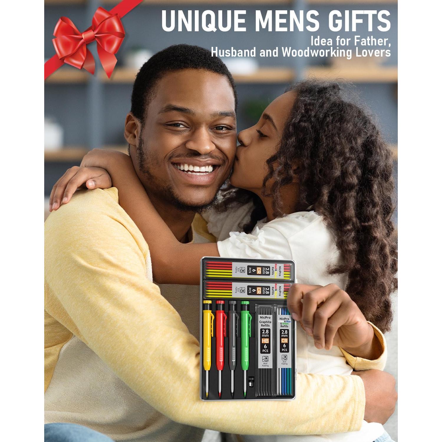 Lápiz de Carpintero Nicpro 4 Piezas con Sacapuntas