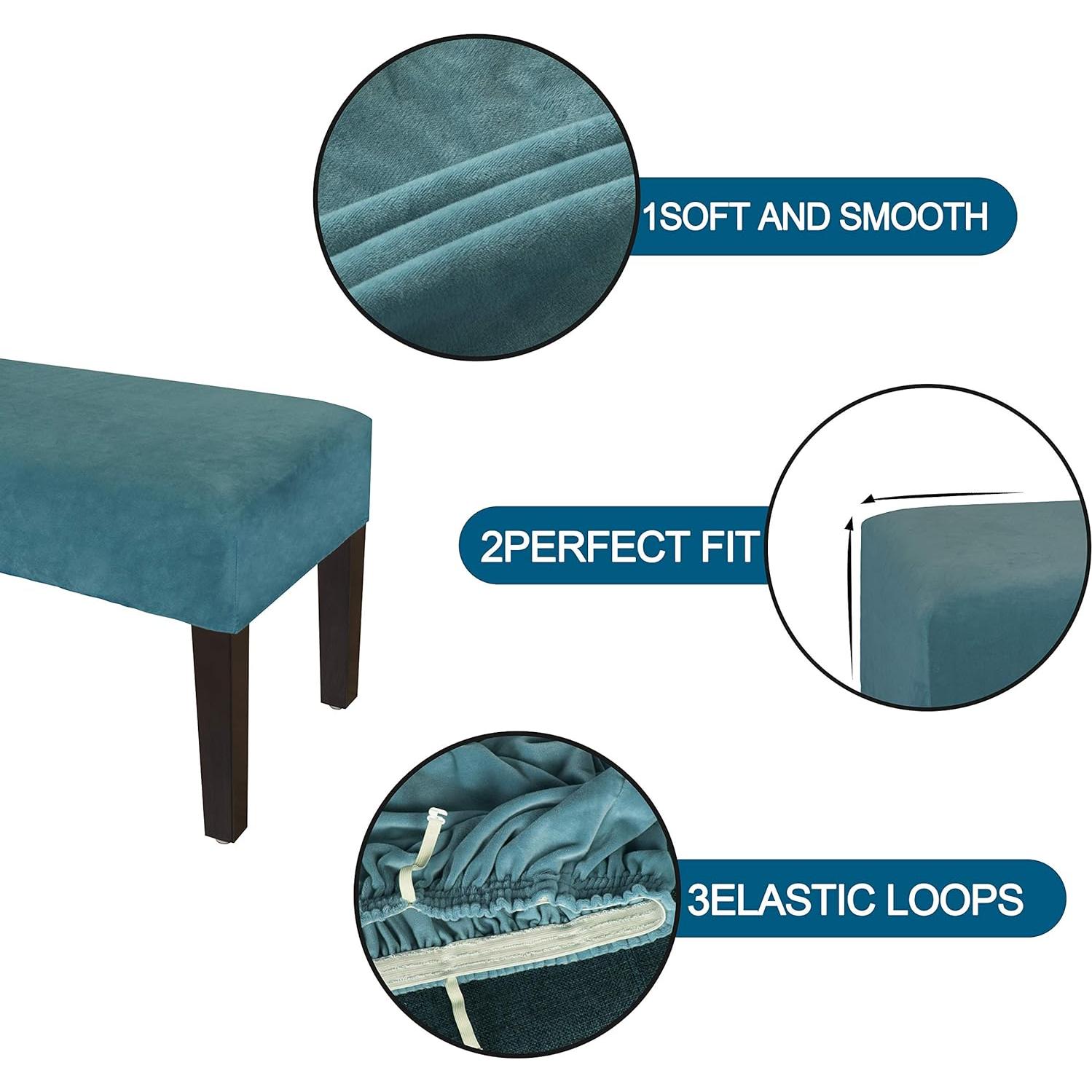 Funda de Banco de Comedor LUSHVIDA Terciopelo Azul 1 Pieza