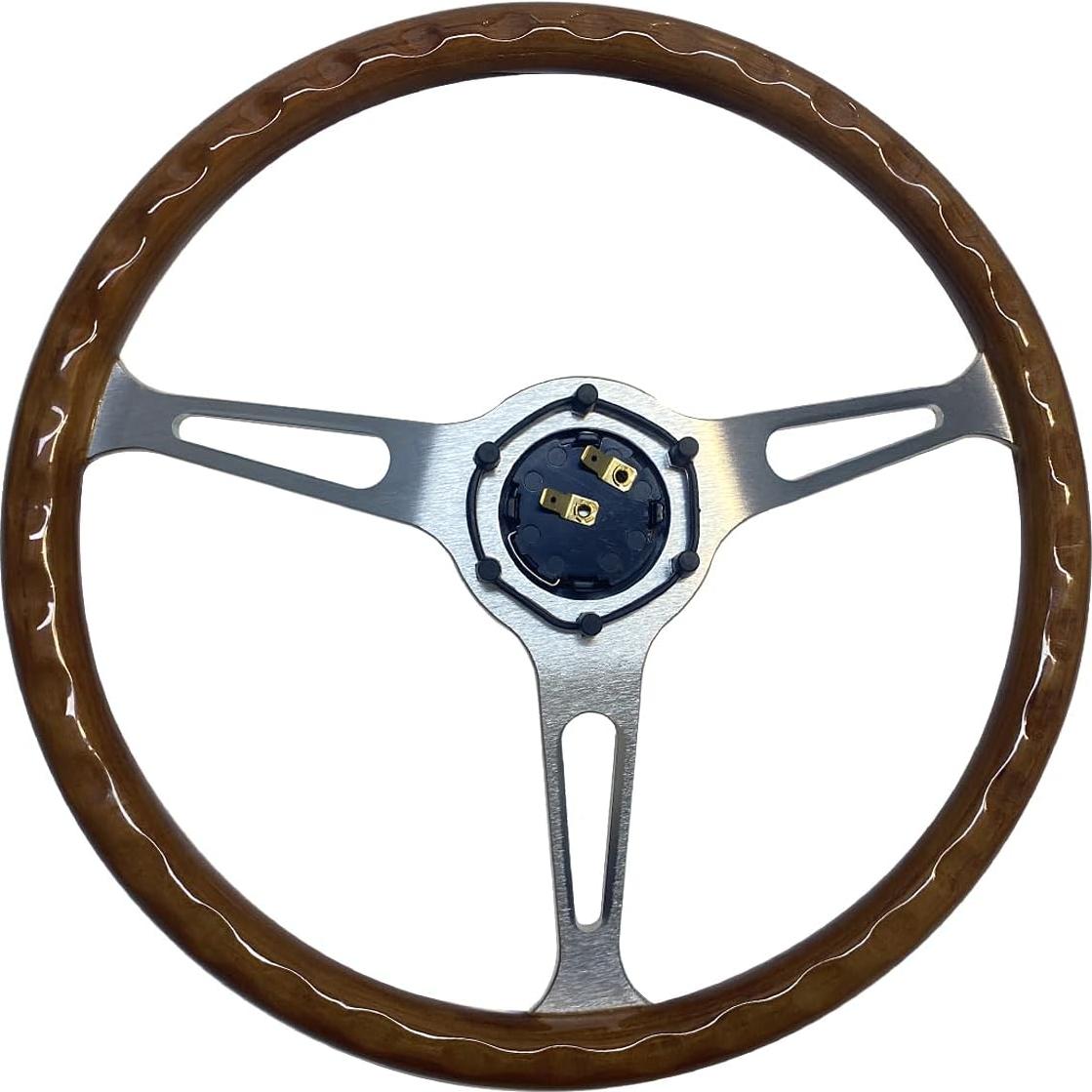 Volante de Madera Hiracing 38cm 3-Radios Clásico con Claxon