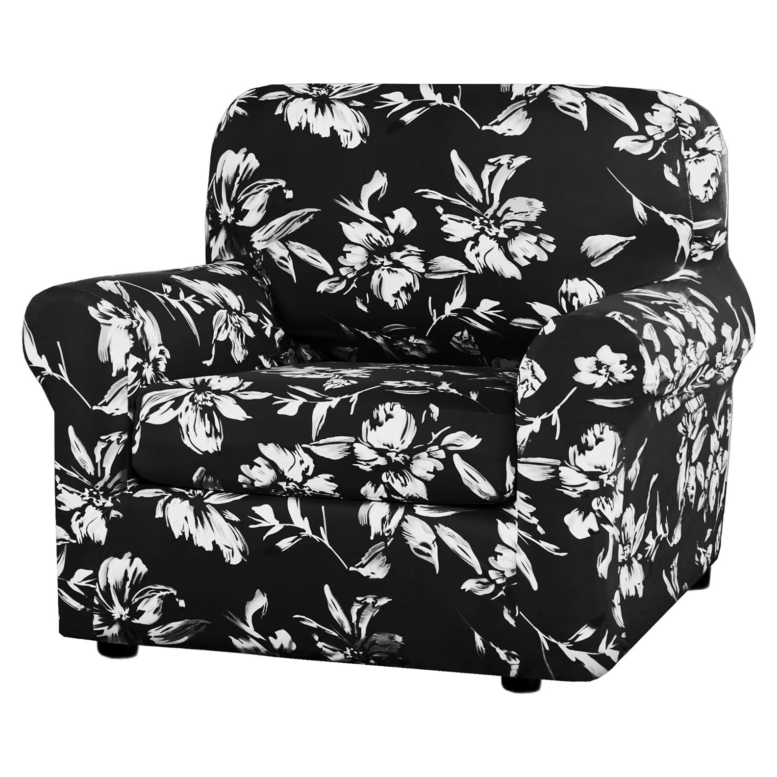 H.VERSAILTEX Funda de Sofá 2 Piezas Antideslizante Negra