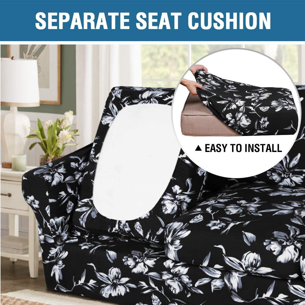 H.VERSAILTEX Funda de Sofá 2 Piezas Antideslizante Negra