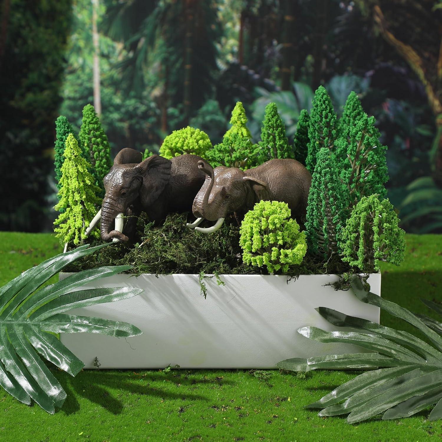 Tigeen 28 Piezas Árboles Miniatura y Musgo Verde Artificial