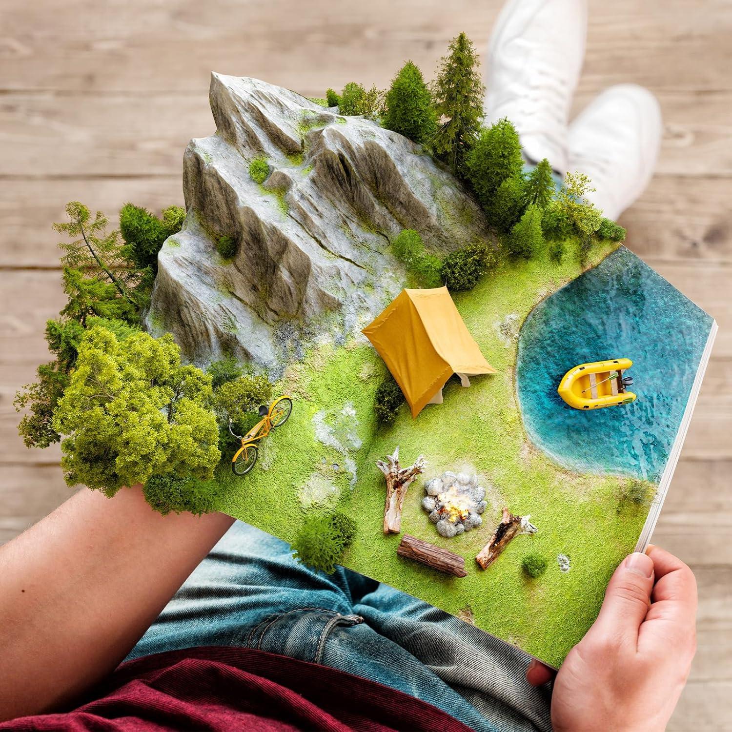 Tigeen 28 Piezas Árboles Miniatura y Musgo Verde Artificial