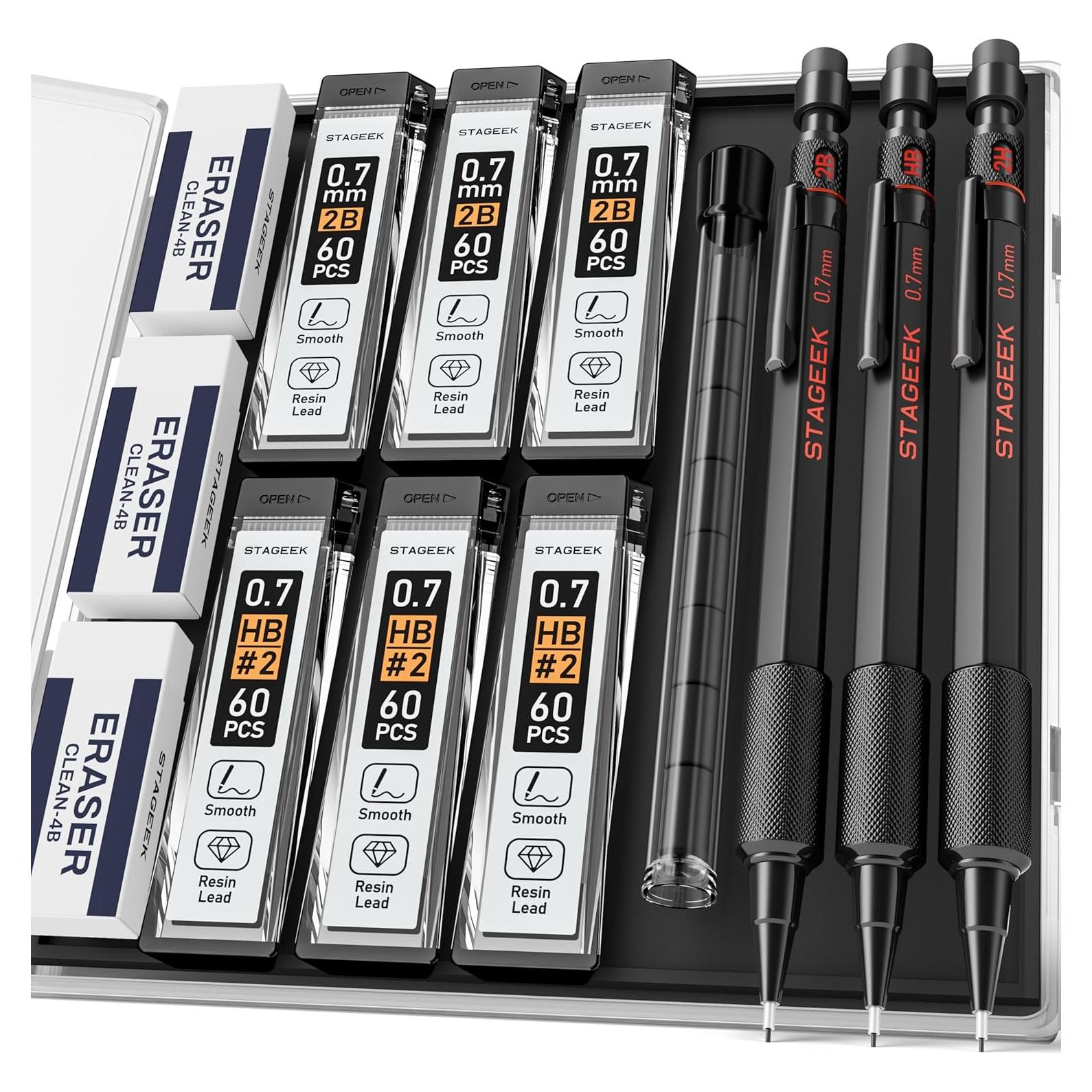 Juego de Lápices Mecánicos STAGEEK 0.7mm 21 Piezas