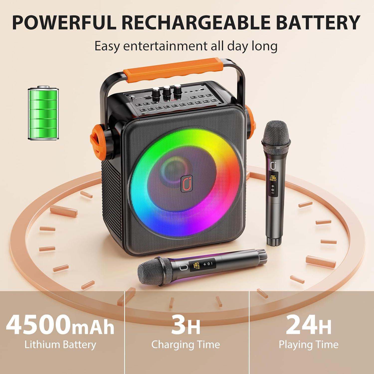 Máquina de Karaoke PPMIC S66 Bluetooth 5.3 2 Micrófonos