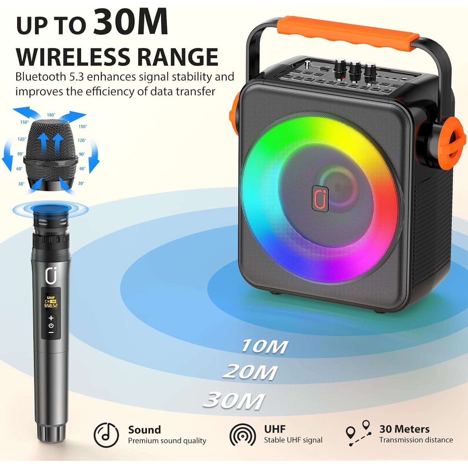 Máquina de Karaoke PPMIC S66 Bluetooth 5.3 2 Micrófonos