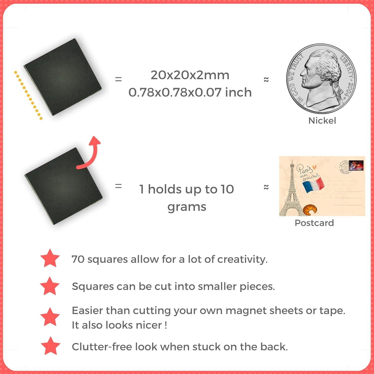 Imanes Cuadrados Magnéticos Magnefic! 70 Unidades 20x20mm