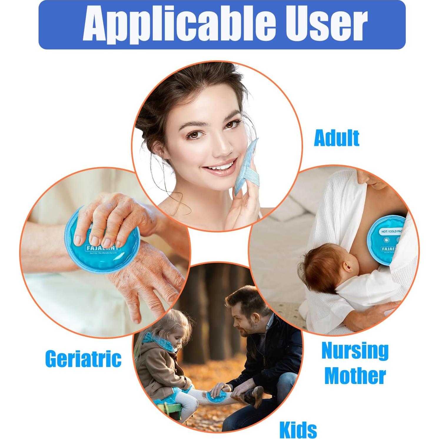 Paquete de Hielo Redondo Reutilizable FAJAERNY 12x12cm - 3 Unidades