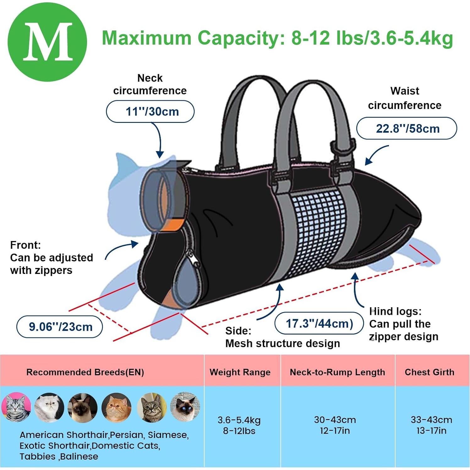 Bolsa de restricción para gatos Cinf M - Negro, sin rasguños