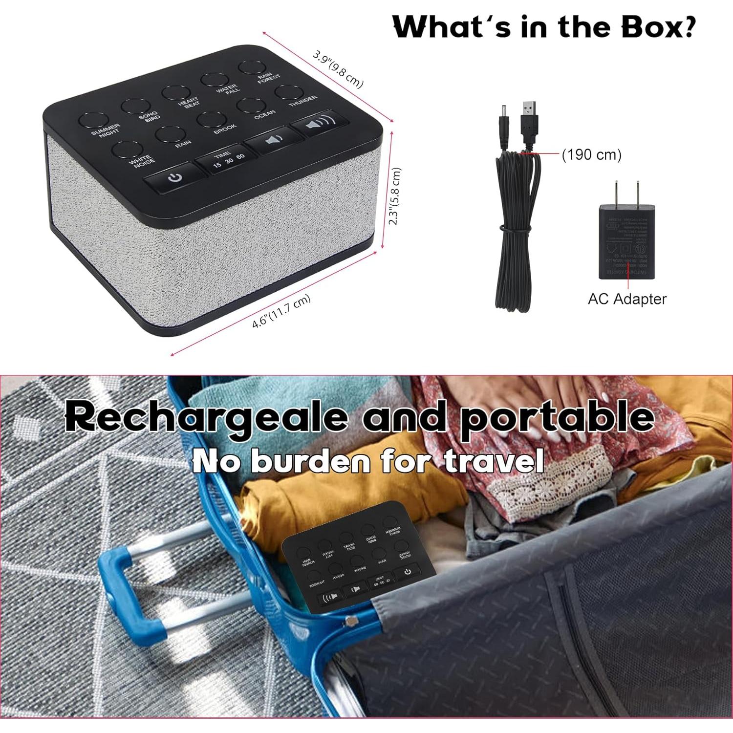 Máquina de Sonido Blanco HONGUT 10 Sonidos Naturales Portátil