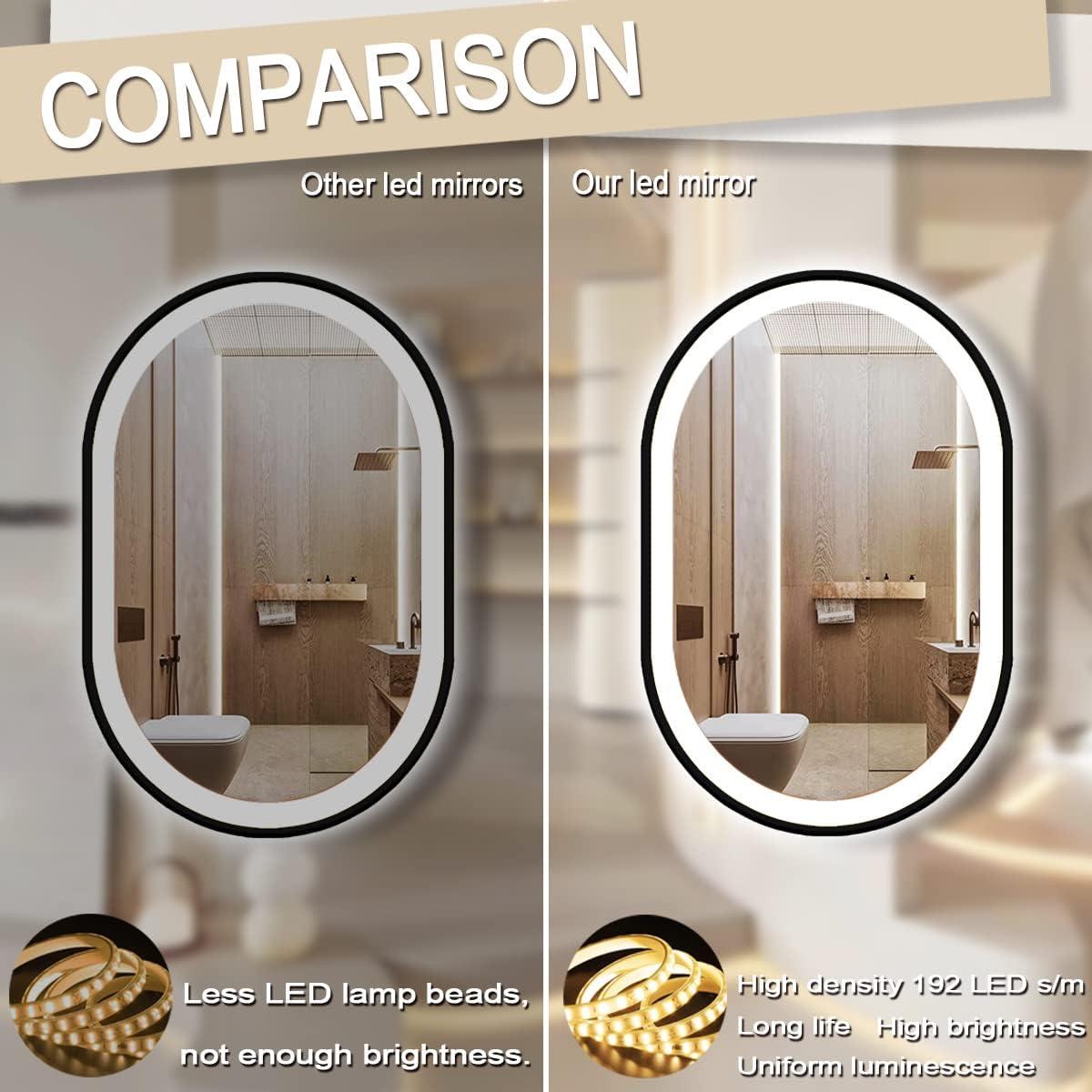 Espejo LED Ovalado THEKLA 60x40 cm con Marco Negro Antivaho