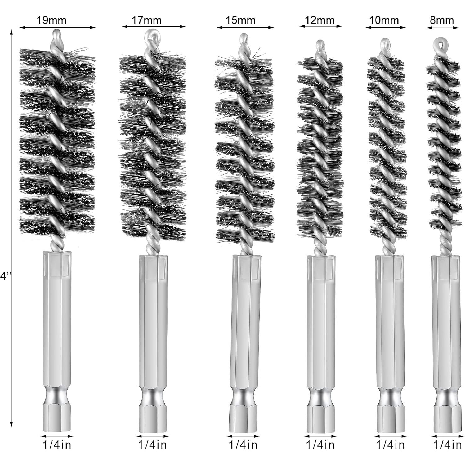 6 Cepillos de Agujero Patelai Acero Inoxidable 8-19 mm