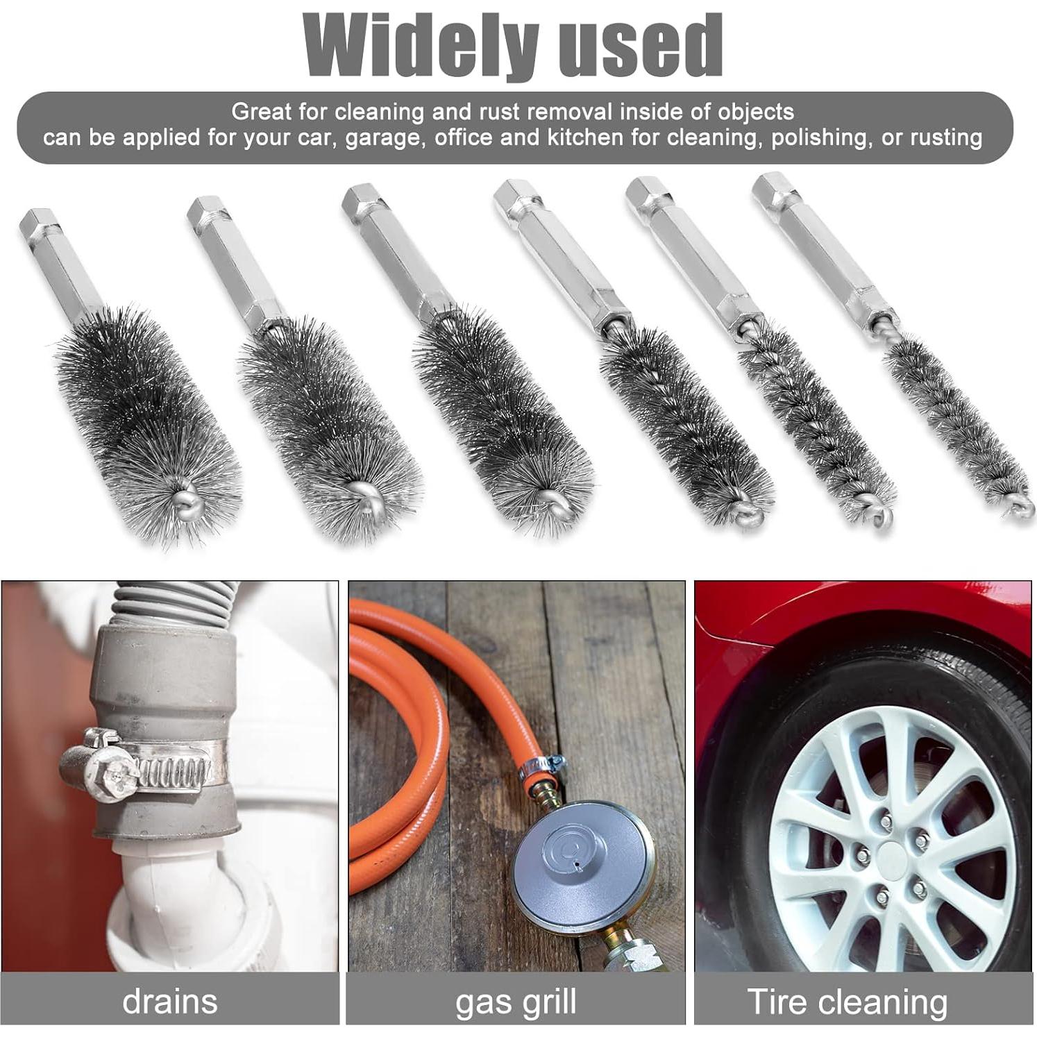 6 Cepillos de Agujero Patelai Acero Inoxidable 8-19 mm