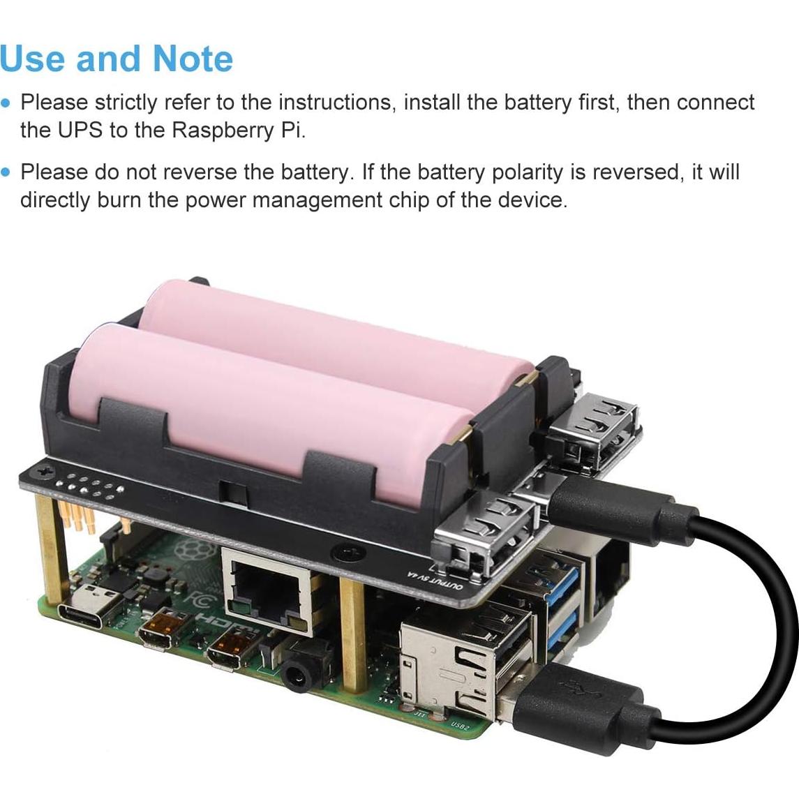 UPS MakerHawk para Raspberry Pi 4B/3B+ 5V Cargador