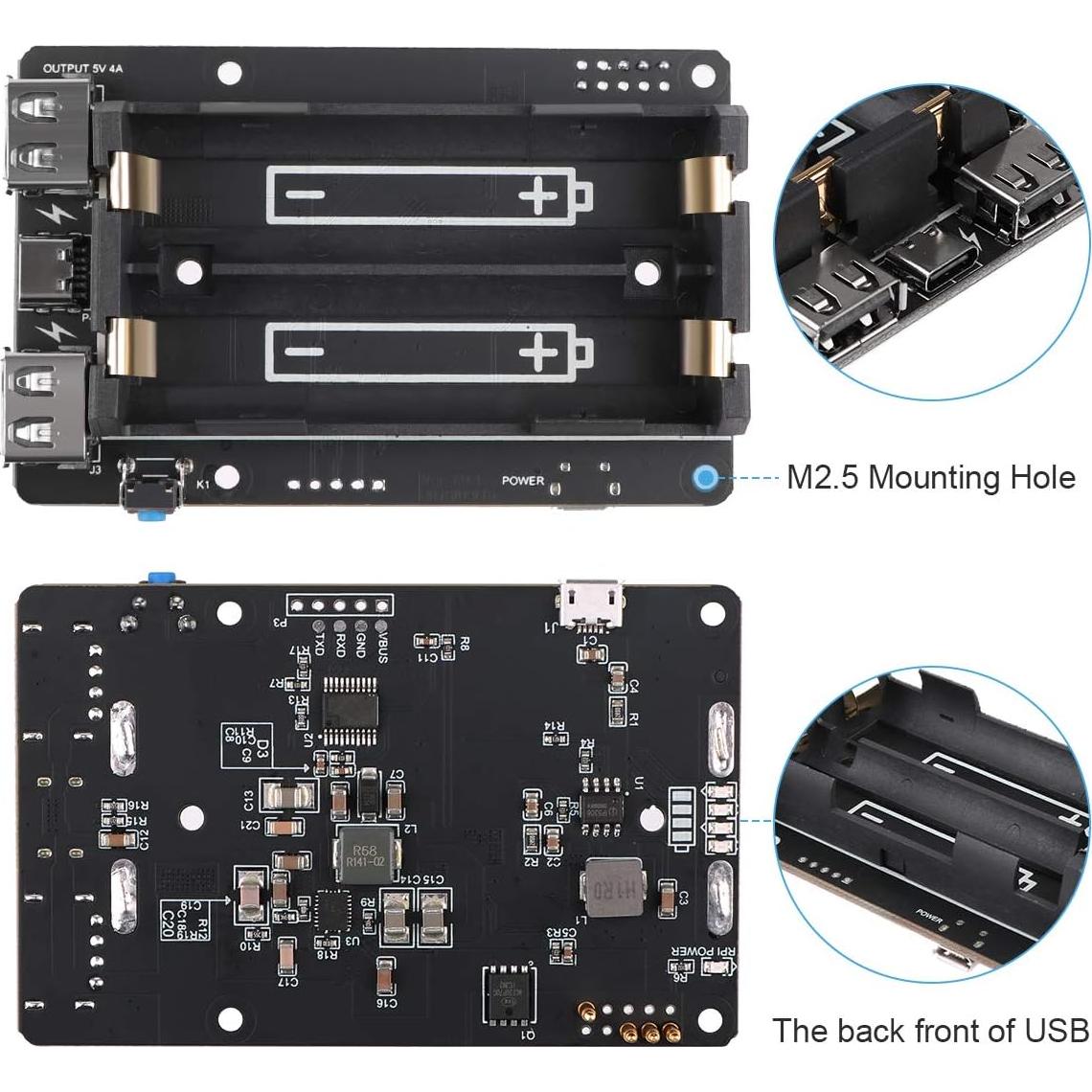 UPS MakerHawk para Raspberry Pi 4B/3B+ 5V Cargador
