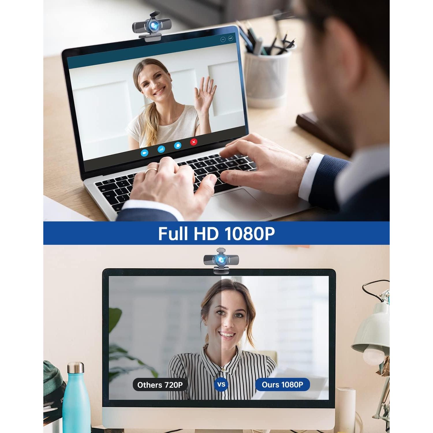 Cámara web GoSpace W5-B 1080P USB con micrófono y 3D