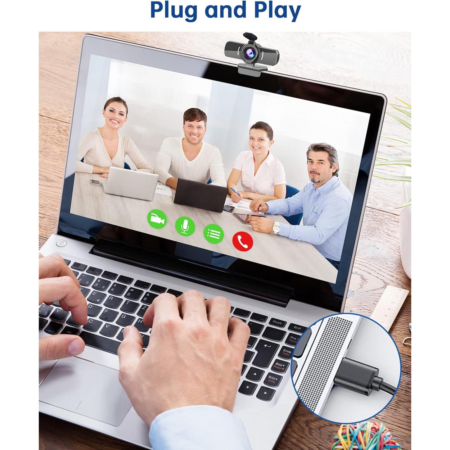 Cámara web GoSpace W5-B 1080P USB con micrófono y 3D