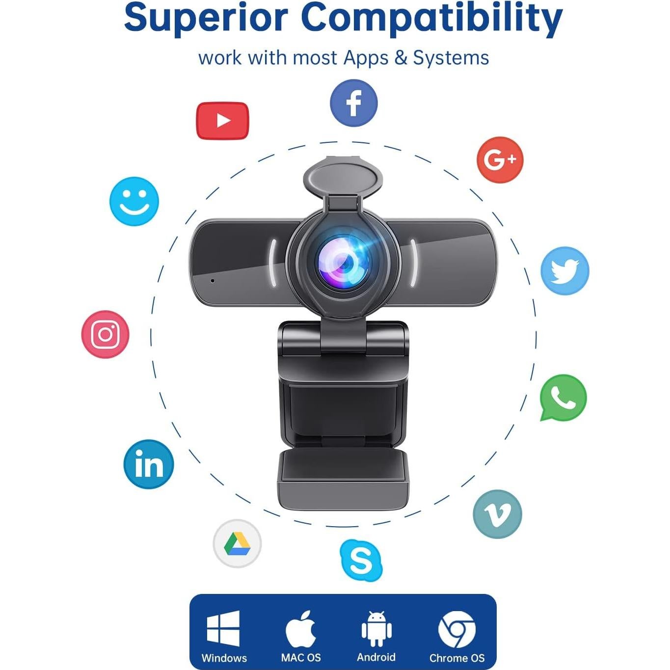 Cámara web GoSpace W5-B 1080P USB con micrófono y 3D