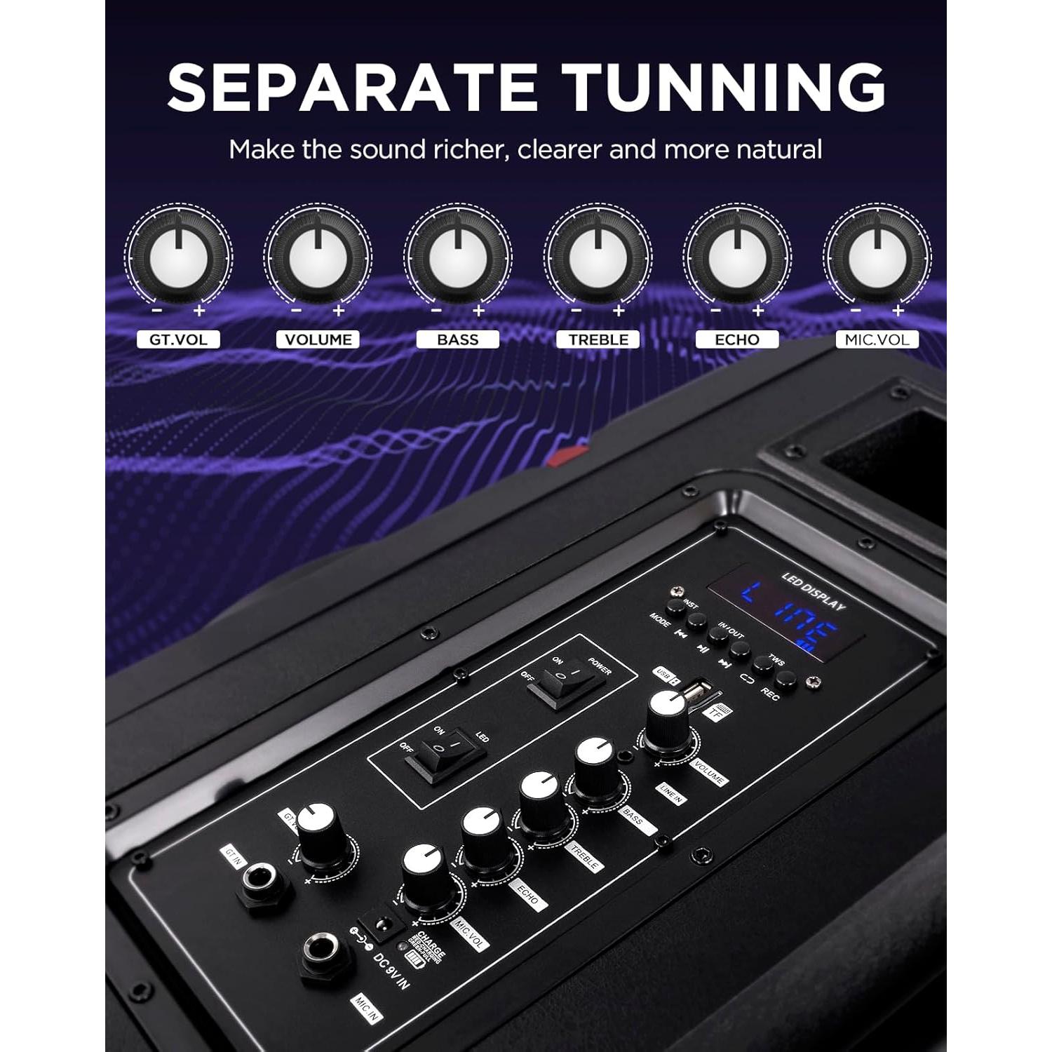 Máquina de Karaoke HEARTSEA HS-8P Bluetooth con 2 Micrófonos