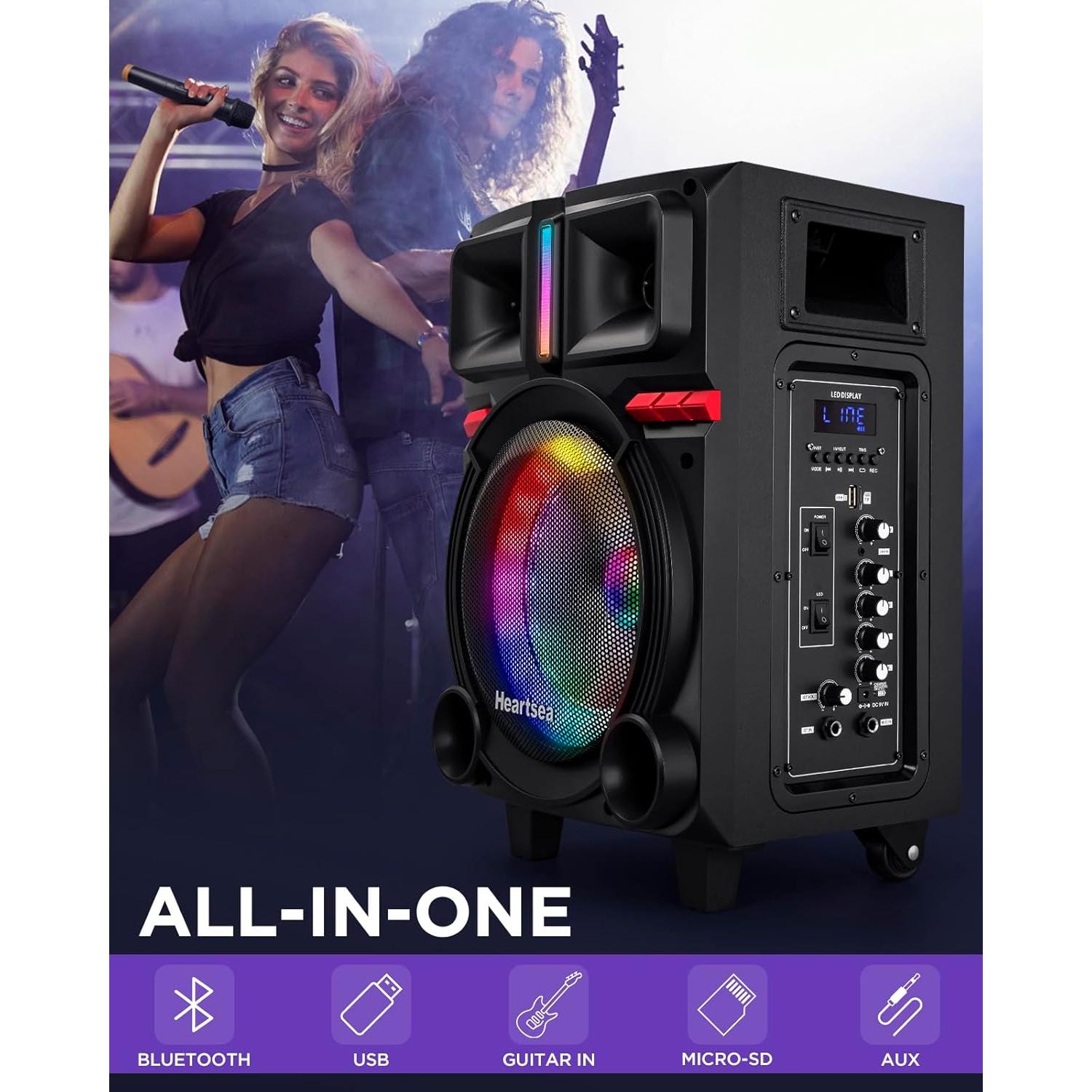 Máquina de Karaoke HEARTSEA HS-8P Bluetooth con 2 Micrófonos