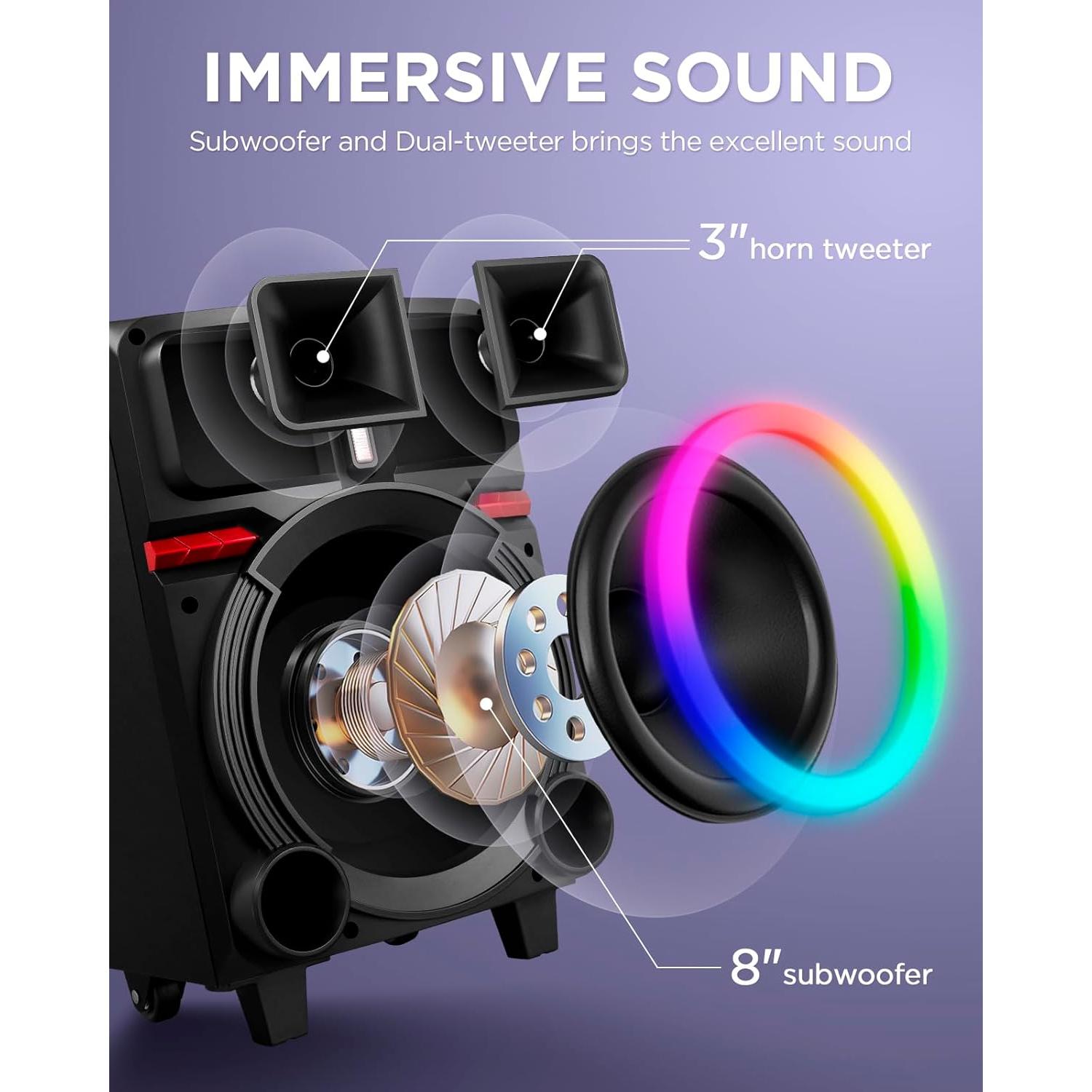 Máquina de Karaoke HEARTSEA HS-8P Bluetooth con 2 Micrófonos