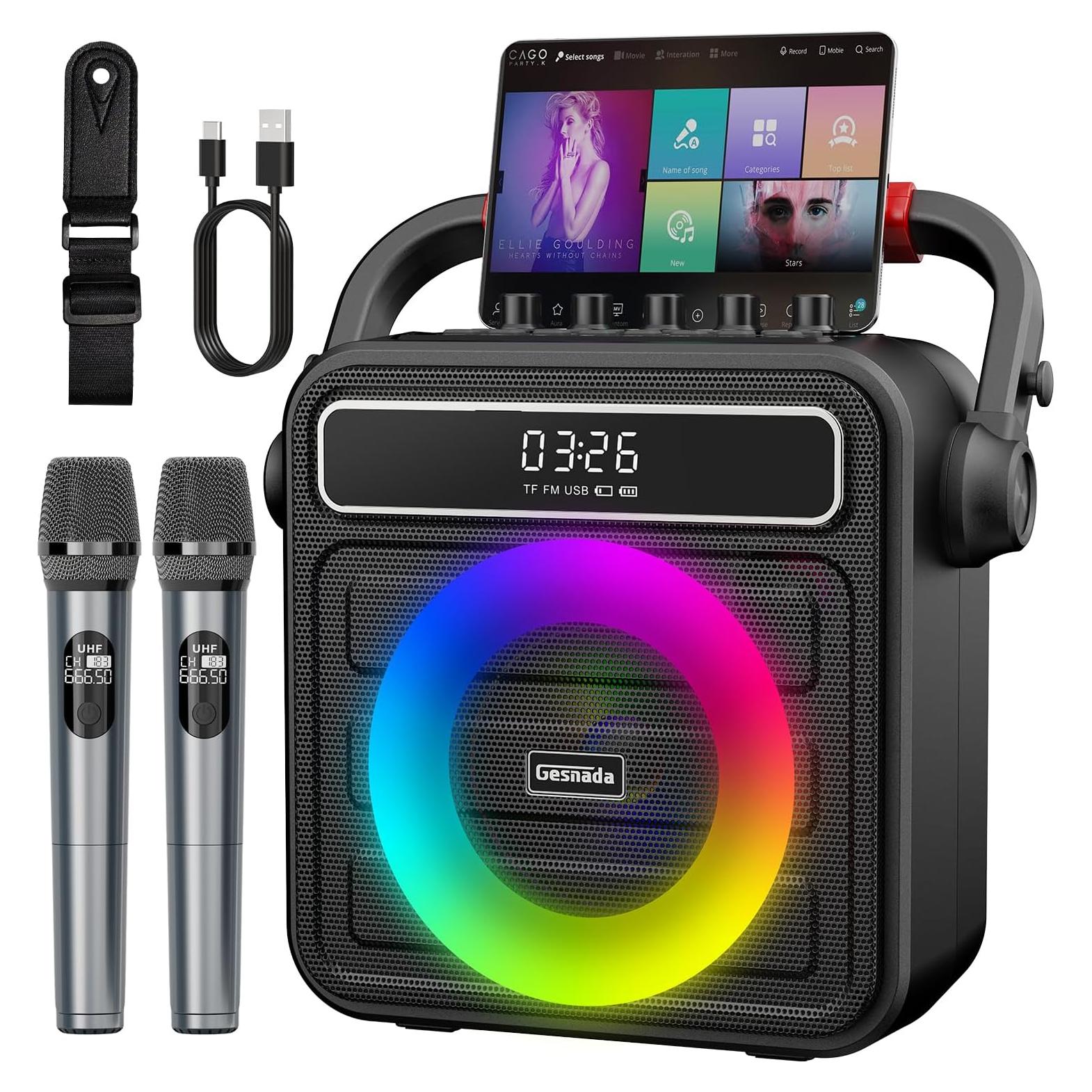 Máquina de Karaoke K300 con 2 Micrófonos y Bluetooth