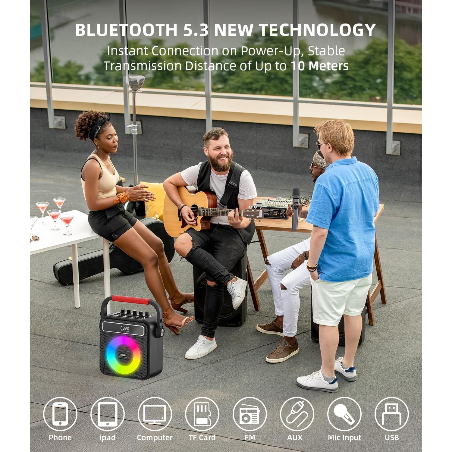 Máquina de Karaoke K300 con 2 Micrófonos y Bluetooth