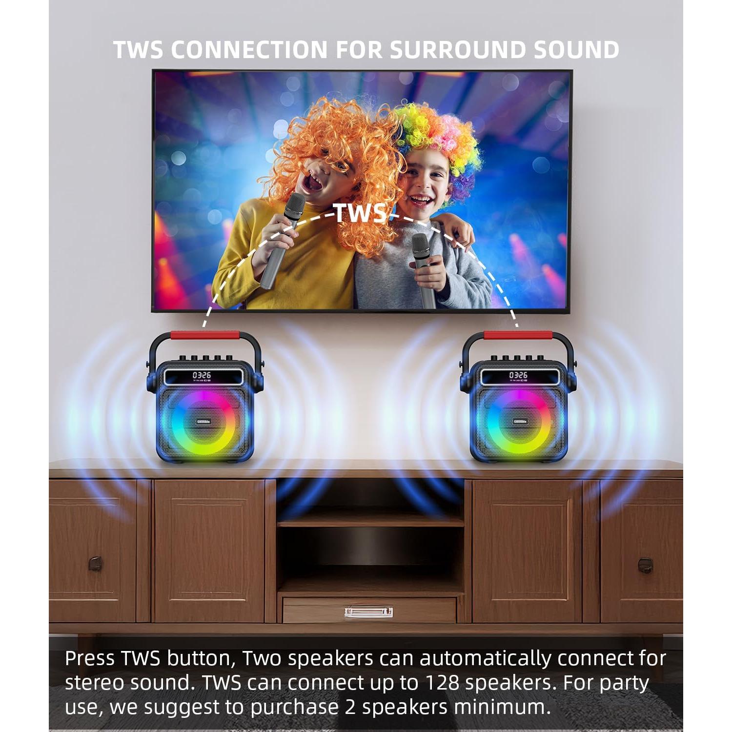 Máquina de Karaoke K300 con 2 Micrófonos y Bluetooth